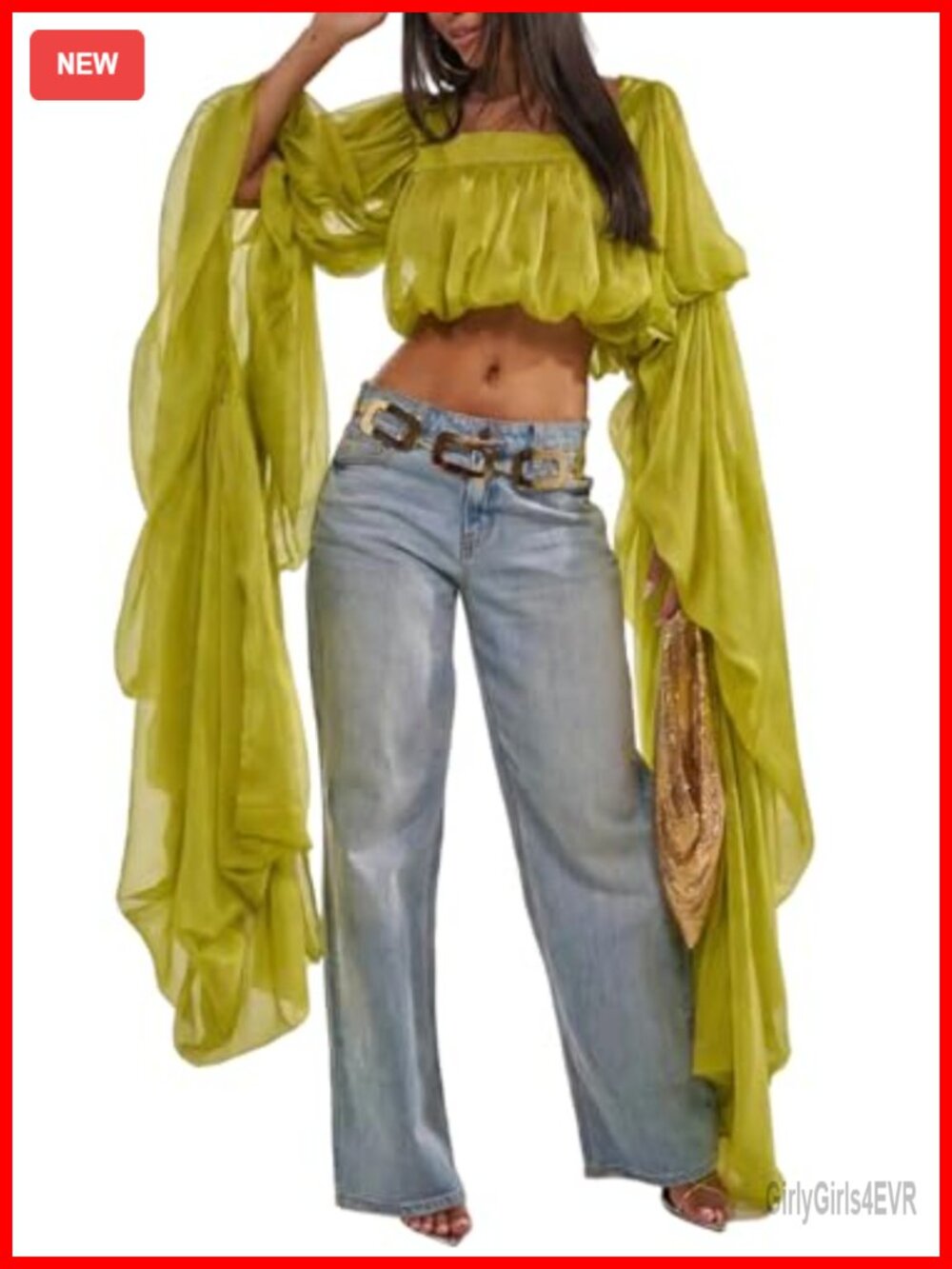 Chiffon Peasant Blouse Off Shoulder Tie Back Crop Top